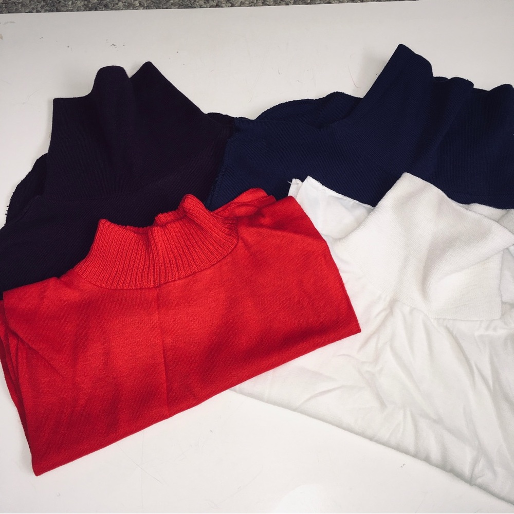Turtle Neck Dickies under shirt half shirts Purple, Navy Blue, Red, White Bundle